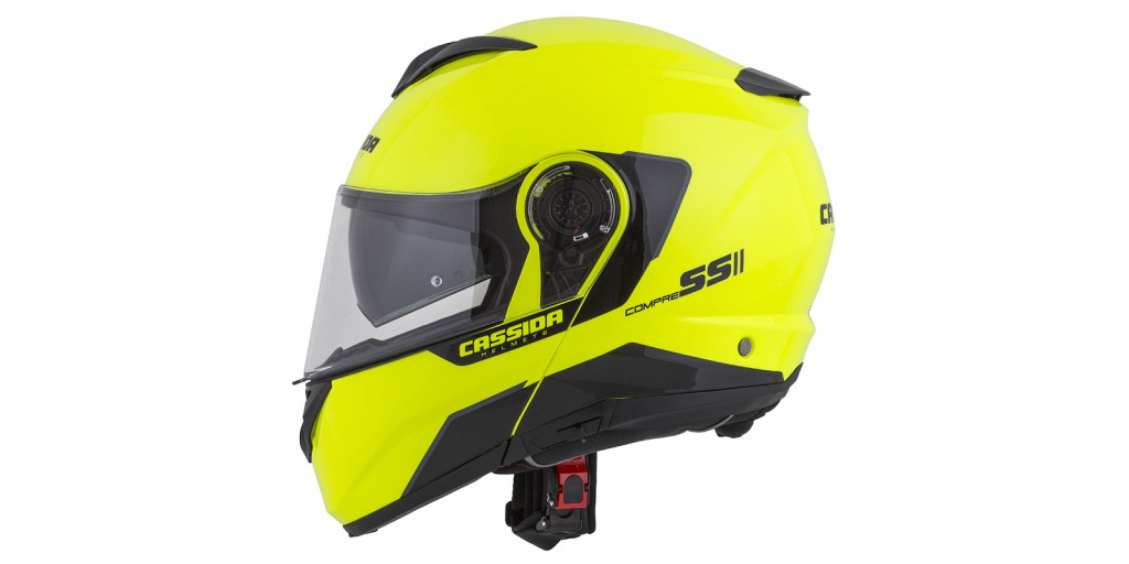 Full face helmet CASSIDA COMPRESS 2.0 REFRACTION yellow fluo / black / grey S