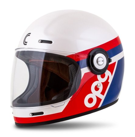 Full face helmet CASSIDA Fibre OPG white/ blue/ red XL for YAMAHA YZ 450 F