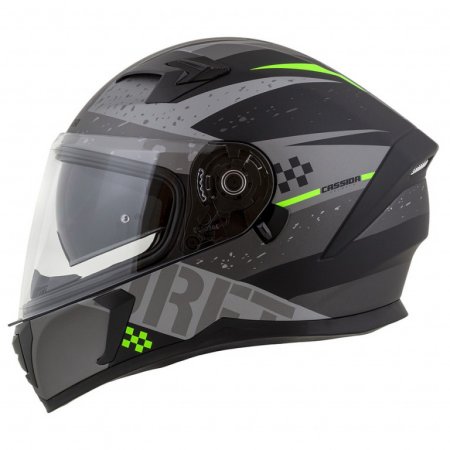 Full face helmet CASSIDA INTEGRAL 3.0 DRFT matt grey /black /green 2XL for KAWASAKI Z 1000