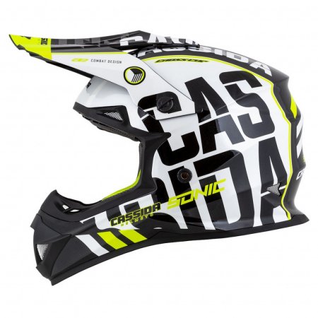 Motocross Helmet CASSIDA CROSS CUP SONIC black /white /fluo yellow M for YAMAHA YZ 450 F