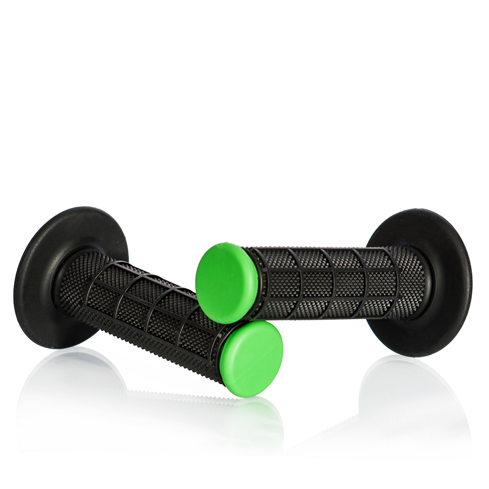 Motocross grips MOTION STUFF ADVANCED Black/Green (half-waffle)